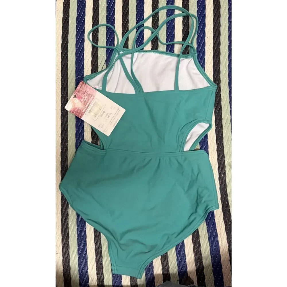 Kanu Surf Girls' Beach Girl Sport Cut-Out One Piece Swimsuit Atlantas Blue 10